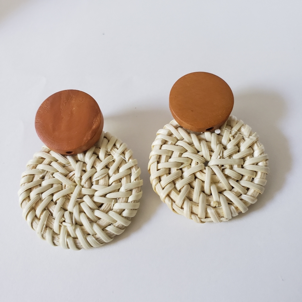 Handmade bohemian rattan earrings